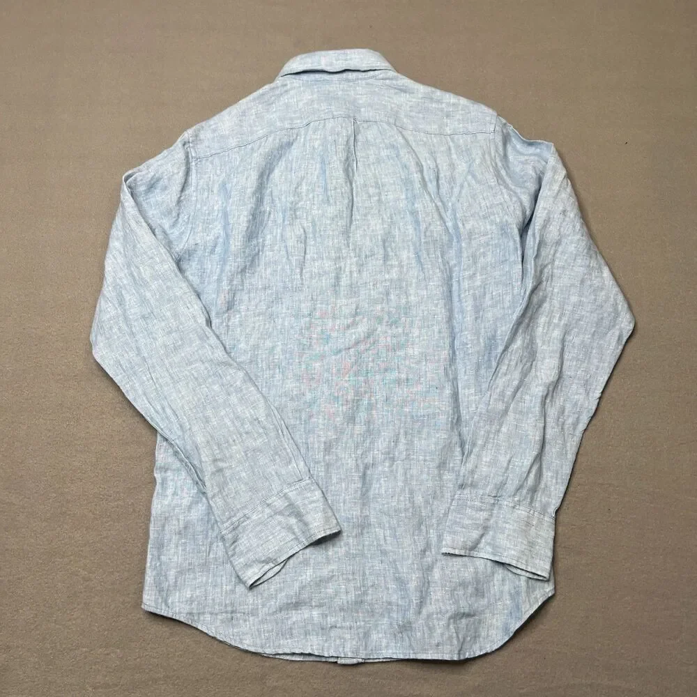 J.Crew Shirt Men XS Blue Linen Long Sleeve Baird McNutt Button-Down Slim Fit
